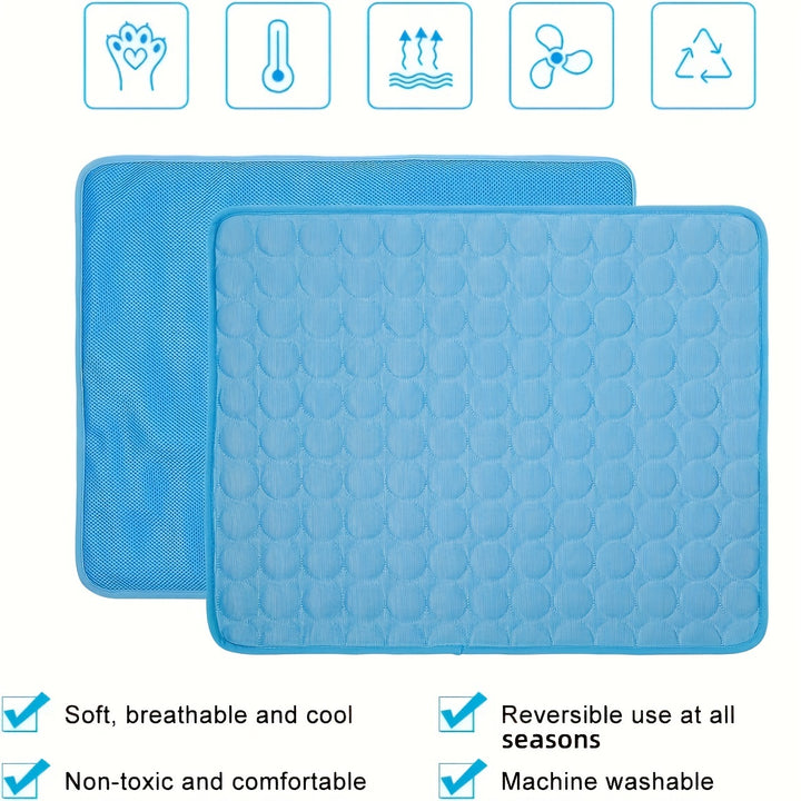 Dog Cooling Mat Cooling Pad for Pets Chilly Pad for Kennels, Crates, Cars, Indoor & Outdoor Ice Silk Mat Cooling Blanket Cushion Non-Toxic Breathable Sleep Bed Beach