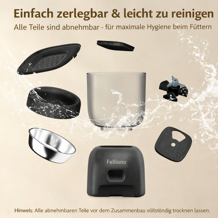 Automatischer Futterautomat für Hunde und Katzen – vollständig zerlegbar und leicht zu reinigen, mit abnehmbaren Einzelteile